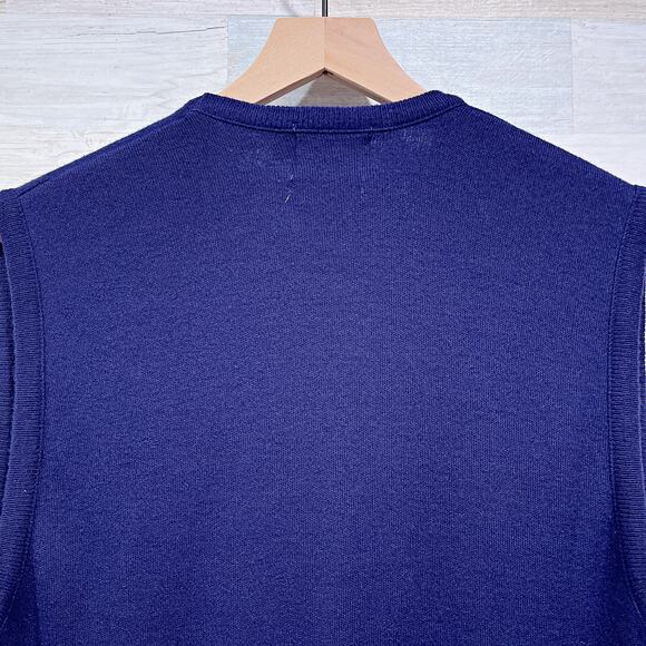 Pinnacle Vintage Orlon Acrylic Sweater Vest Navy Blue V Neck USA Mens Big 1X 1XB - Picture 4 of 6